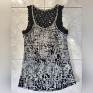 Miss Me Black and Gray Textured Lace Tank Top